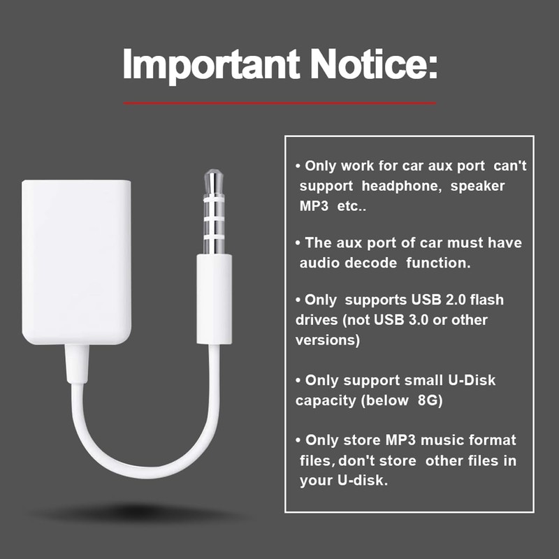 Oxsubor AUX to USB Adapter, 3.5mm Male Audio Jack to