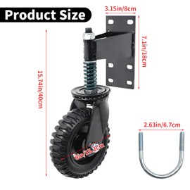 VIKKSAER 6‘’ Fence Gate Wheels Gate Wheel, Heavy Duty Gate Caster Spring Cushioned Caster Wheel with Suspension, for Metal Tube Gate for Swing Gate Support