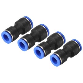 sourcing map Push to Connector Fitting, 12mm to 10mm Tube OD Quick Connect Air Line Hose Pipe Fitting Straight Pneumatic Connector, Black 4Pcs
