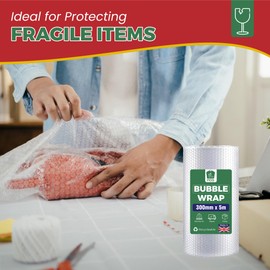 PDS 2 Roll 300mm x 5m Large Bubble Wrap Roll - Small Air Bubbles Packaging for House Moving & Packing Storage Boxes