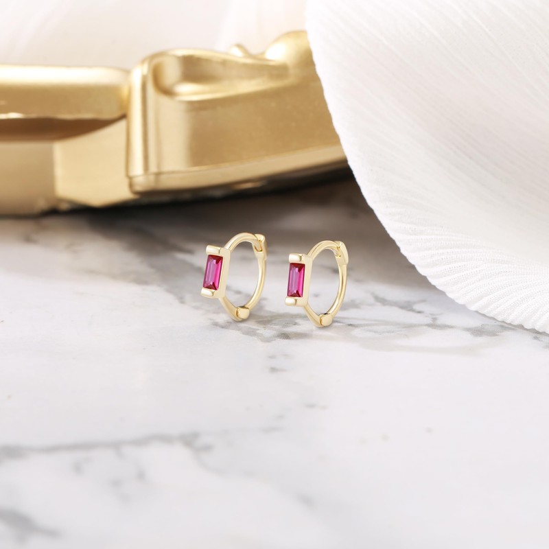 BriLove 925 Sterling Silver Small Dainty Birthstone Hoop Earrings for