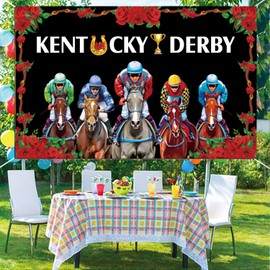 LOONELO Kentucky Derby Backdrop Red Rose Garden Run for The Roses Photography Background 70.8×43.3inch, Churchill Downs Horse Racing Racetrack Banner for Stadium Wall Indoor Outdoor Party Decorations