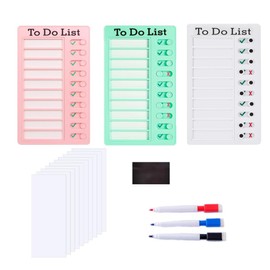 Chores Chart for Kids,3Pcs to Do List with 10 Detachable Cardstock, Plastic Checklist Board with 3Pcs Erasable Pencils, Chores Board and Chore Chart for Home Routine Planning (White,Pink,Blue)