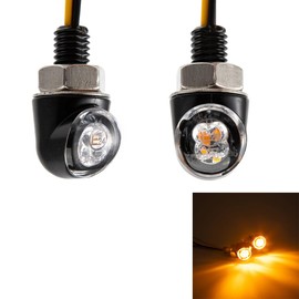 evomosa Mini LED Motorcycle Indicator Light Amber Side Marker Light 12 V for Custom Street Motorcycle Chopper Cruiser 8 mm Screw (Black)