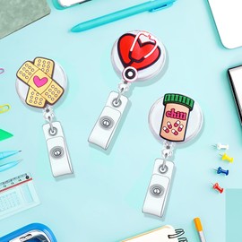 12 Pack Cute Nurse Badge Reels Nursing ID Retractable Badge Reels Funny Nurse Badge for Nurses Doctor Hospital Medical Health Worker Office Gifts