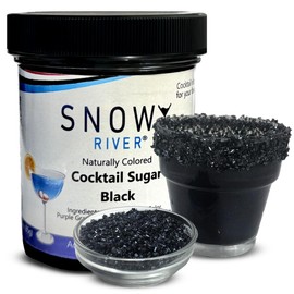 Snowy River Black, Cocktail & Margarita Sugar Rimmer - Vibrant Naturally Colored Sugar for Cocktail Rimming, Baking & Decorating, Medium Crystal - 3oz