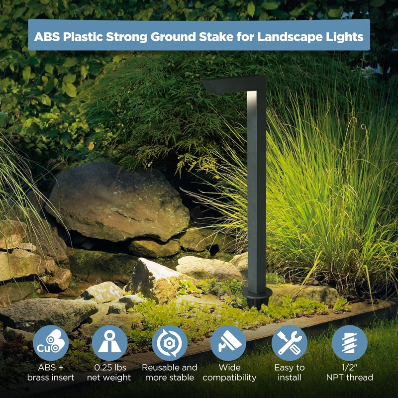 Gardencoin ABS Ground Spikes Stakes Replacement with Brass Insert, 1/2"