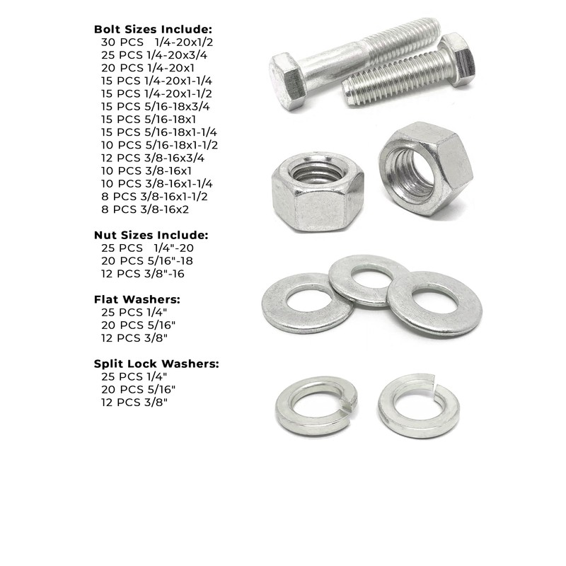 18-8 (304) Stainless Steel Hex Cap Screws Bolts Nuts Washers
