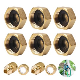 Brass Blanking Cap, 6PCS Garden Hose Female End Cap with Hose Washers and 2 PCS Brass Hose Connector, Brass End Cap, Pipe Connection Fittings Suitable for Garden Hoses, Radiator Valves