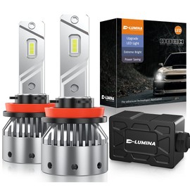 D-Lumina H11 LED Headlight Bulbs H8/H9, 100W 16000LM 500% Brighter LED Headlights Conversion Kit 6500K Cool White IP68 Waterproof, 100,000 Hour Lifespan, Pack of 2