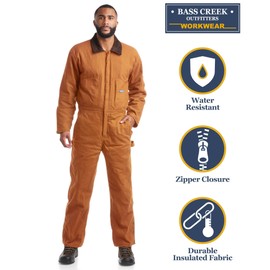 Bass Creek Outfitters Bass Creek Outfitters Men's Coveralls C Water Resistant Insulated Long Sleeve Duck Canvas Jumpsuit (Sizes: M-XXL), Size X-Large, Wheat