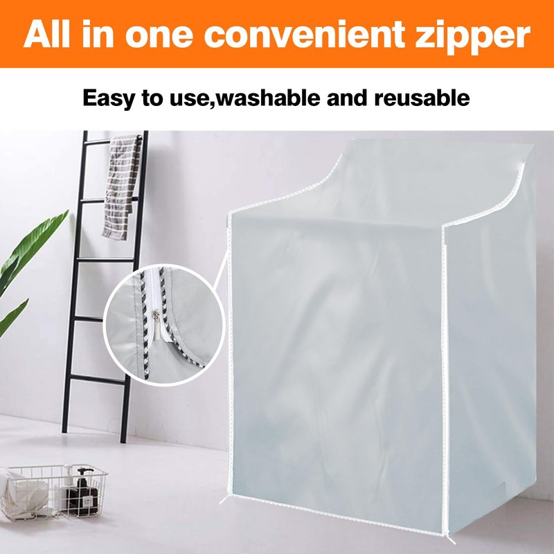 2Pack Washer and Dryer Covers, Portable Washer Cover with Zipper