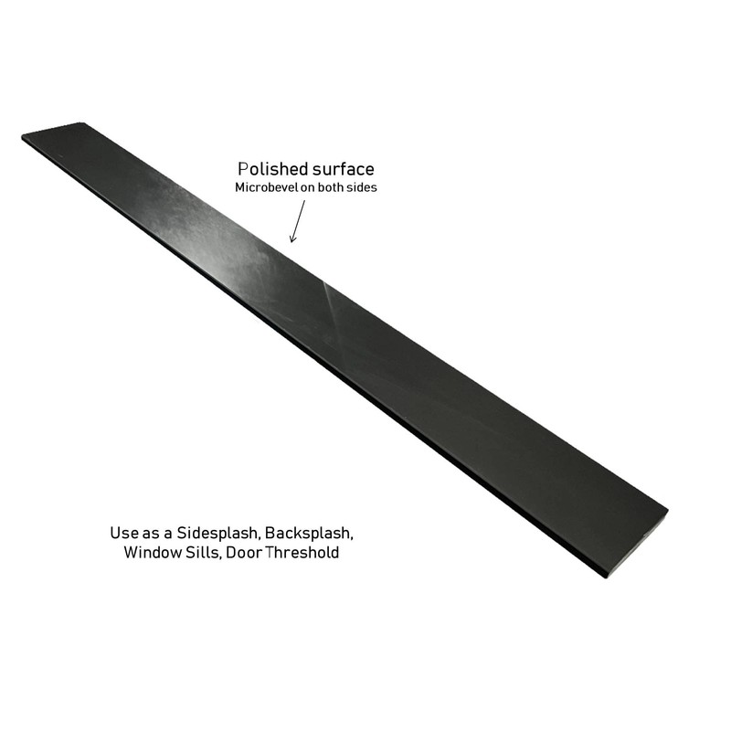 Tenedos Solid Black Engineered Marble Doorway Floor Transition Tile Threshold