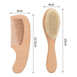 Dexano Peine y Cepillo para Bebé con Cerdas Suaves, Madera y Bambú Antifrizz–Ideal para Masajear y Relajar el Cuero Cabelludo y Cabello del Bebé, Previene Costra Láctea,Perfecto para el Cuidado Diario
