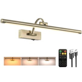 Tassuowell Antique Bronze Picture Light, 23.6 Inch Remote Control Painting Lights for Wall Cordless, 3CCT Dimmable Wall Lights for Pictures, Rechargeable Art Light for Pictures On Wall with Timer