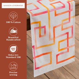 Maison d'Hermine Table runner 100% Cotton Double Layer Table Runners 72 inches long Decorative for Home Kitchen Dining Party Baby Shower Wedding Bridal Shower Spring Summer (Summer Maze, 14.50" x 72")