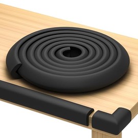 Protectores de Bordes y Esquinas para Muebles | Cojín de Espuma Protectora Suave de 6,2 m Parachoques de 5,5 m 8 Esquinas Adhesivas a Prueba de Niños | No Tóxico y Seguro para Mesa | Negro