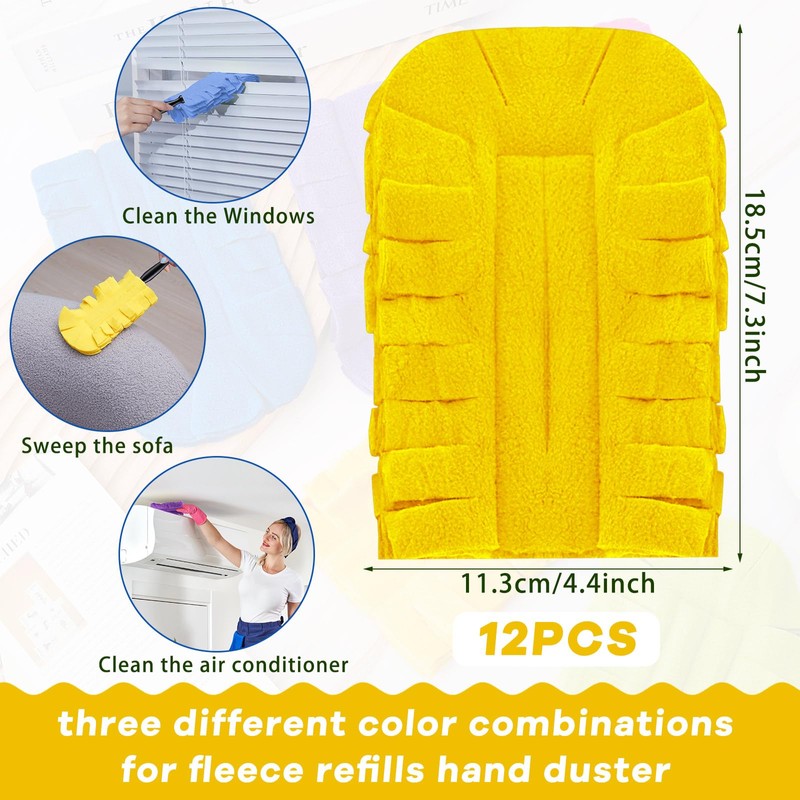 Zubebe 12 Pcs Duster Refill Reusable Fleece Duster Refills Feather