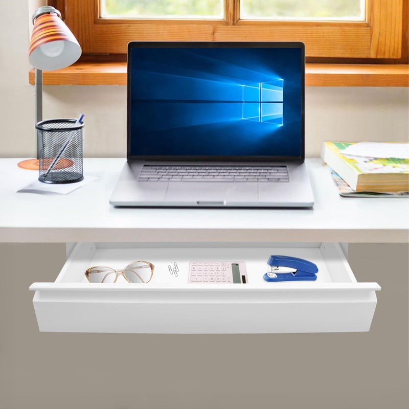 FFanhia 22 Inch Under Desk Mounted Sliding Pull-out Drawer Storage