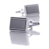 aplusashop ID Cufflinks Silver/Black 03 with Engraving of Your Choice