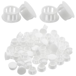 Qjaiune 60 Pcs 16mm (5/8") Plastic Hole Plugs, White Flush Type Tubing End Caps Snap in Locking Plastic Insert Plugs for Furniture Fencing Pipe
