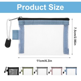 Lnngub 5 Pack Small Zipper Pouch,3" X 4.3" Nylon Small Mesh Zipper Pouch Portable Mini Mesh Bags for Lipstick,Key,Earphone,Credit Card