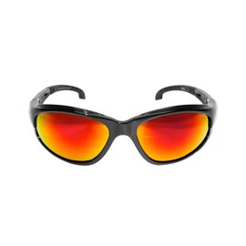 Edge SWAP119 Dakura Wrap-Around Safety Glasses, Anti-Scratch, Non-Slip, UV 400, Military Grade, ANSI/ISEA & MCEPS Compliant, 5.04" Wide, Black Frame/Aqua Precision Red Mirror Lens