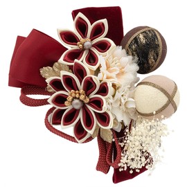Soubien Hair Ornament, Coming-of-Age Ceremony, Tumb-crafting, Furisode, Graduation Ceremony, Hakama, Kasumi Grass, Flower, Ball Decoration, Ribbon, Corsage, C, Red