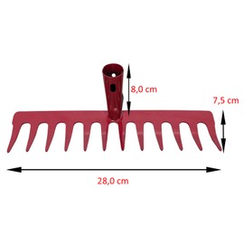 Garden Tool Rake Lawn Ground Earth Rake Metal Tines Garden Rake with and without Wooden Handle (Rake Red 12 Prongs without Handle)