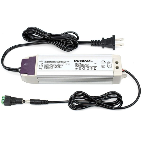 PLUSPOE LED Light Strip 50W Dimmable Driver(4.15A),Magnetic,110V AC to 12V