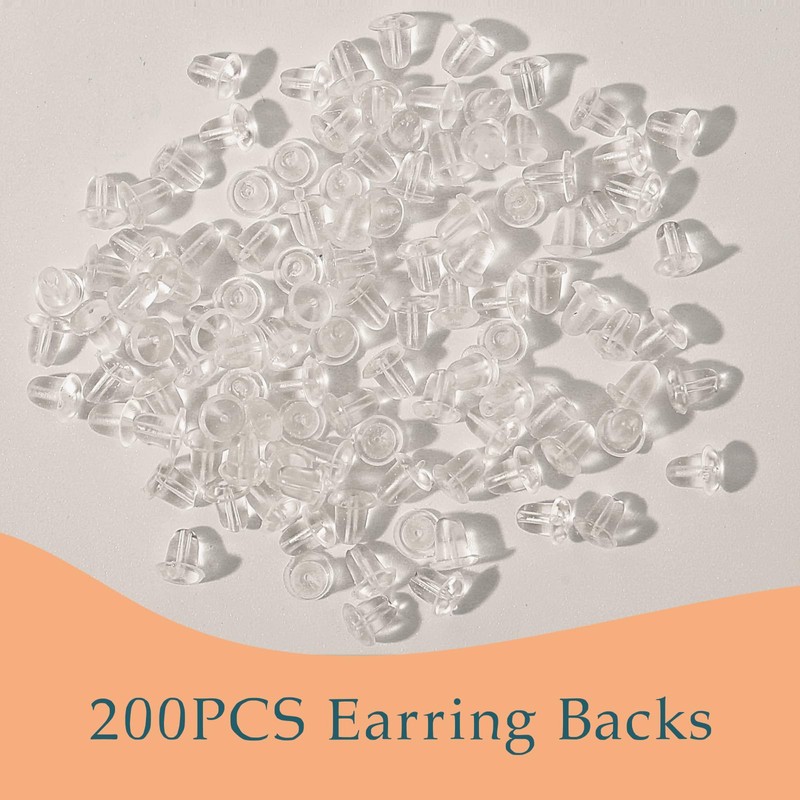 Rubber Earring Backs, 200PCS Soft Clear Earring Backs Replacements, Plastic