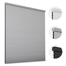 Joydeco Cellular Shades Cordless, Blackout Shades Cellular Blinds for Indoor Windows, Blackout Blinds Honeycomb Blinds Window Shades for Thermal Insulated Noise Reduction (Grey, 25" W x 48" H)