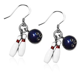 Whimsical Gifts Sports Charm Earrings (Bowling, Silver)