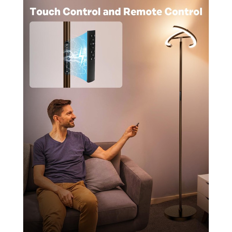 SIBRILLE Brown Floor Lamp, Modern Stepless Dimmable Standing Lamp with