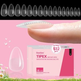 Beetles Tipex Instant Apex Nail Extension Tips Kit Almond/Coffin/Square/Oval/Stiletto/Squaoval Shape Thick Acrylic Nail Flat Nails Manicure Gel press ons Nail Art DIY Nails Art mothersdaygift:_Long Coffin 16Sizes 224Pcs(Kit)
