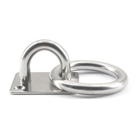 Zerniple M6 Pad Eye Plate 304 Stainless Steel U Hooks Ring Hooks Ceiling Hook Screw in hook Eyes Hanger (4 Pieces with stainless steel screws)