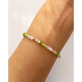 Withgenes Cute Small Beaded Love Bracelets for Women 14k Gold Plated Beads Stretchy Stackable Bracelet Inspirational Healing Jewelry Thoughtful Gifts, Large