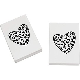 2 x 45mm 'Leopard Print Heart' Erasers/Rubbers (ER00027695)
