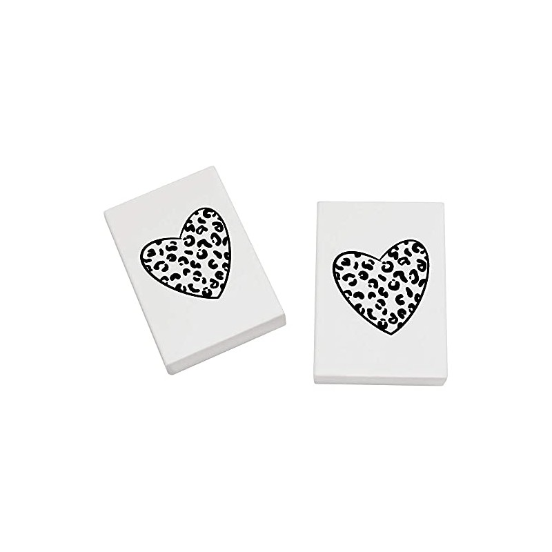 2 x 45mm 'Leopard Print Heart' Erasers/Rubbers (ER00027695)