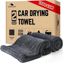 2-Pack 1200 GSM Car Drying Towels – Microfiber Towels for Cars (36" x 24"), Ultra-Absorbent, Streak-Free, Scratch-Free, No Water Spots, Double-Twist Pile & Edgeless Design