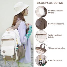 IvyH School Backpack Teenager Backpack Girls Boys Casual Daypack Large Waterproof for Girls 3-9th Grade School Bag for Upper School College Travel Backpack Yellow Green, brown, Rucksack Backpacks
