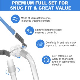 Replacement Kit Compatible with Airfit P10, Including 3 Sizes Pillows, 1 PC Frame, 1 PC Latest-Version Headgear and 1 PC Upgraded Short Tube, Snug-fit & Durable Pillow Kit for P10, Great-Value Supplies by AirSmart