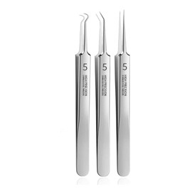 UNOOE Professional Facial Blackhead Remover Tweezers, Precision Pimple Popper Tool Kit for Whitehead Acne Blackheads, Pointed/Slanted/Curved (Tip)