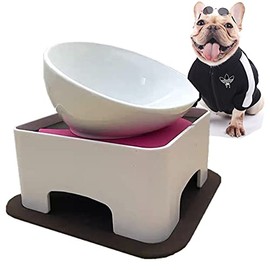 JYHY Bulldog Bowl Ceramic Dog Food Bowl-Replacement Bowl（Only Bowl, no Stand -1.5 Cup (Black)