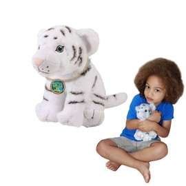 EcoBuddiez - White Tiger from Deluxebase. Medium 8 inch Soft Plush Toy Made from Recycled Plastic Bottles. Eco-Friendly Cuddly Gift for Kids and Cute Animal Soft Toy for Toddlers.