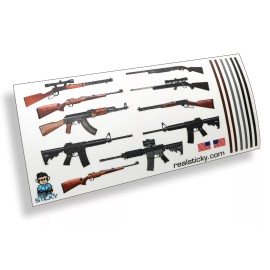 Real Sticky R/C Scale Gun Sticker Sheet RC Car 1:10 Decal Zombie Garage Rifle AR15 Diorama