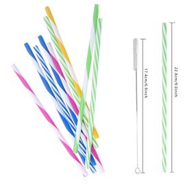 12 PCS Mason Jar Straws Thick Plastic Drinking Straws Reusable Bpa Free Long Drinking Straws for Yeti Tumbler with 1 PCS Cleaning Brush