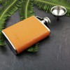 iSavage 3oz Orange Leather Wrapped Hip Flask with a Funnel
