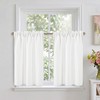 DWCN White Faux Linen Kitchen Curtains, 36 Inch Drop Cafe