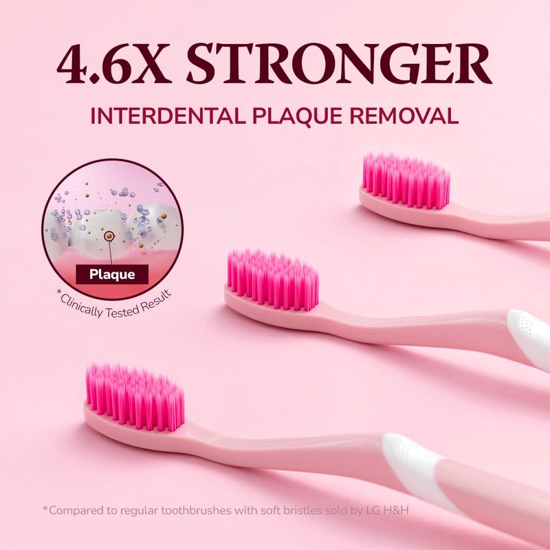 HIMALAYA PINKSALT Natural Toothbrush - Medium Toothbrushes for Adults, Plaque